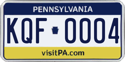 PA license plate KQF0004
