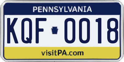 PA license plate KQF0018