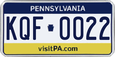 PA license plate KQF0022