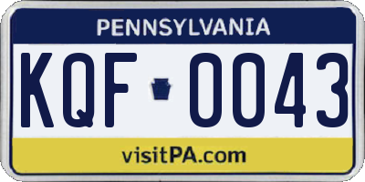 PA license plate KQF0043