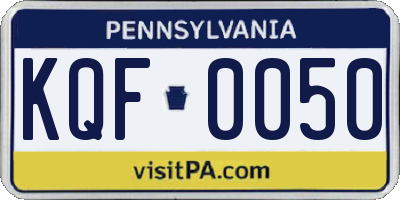 PA license plate KQF0050