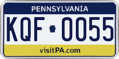 PA license plate KQF0055