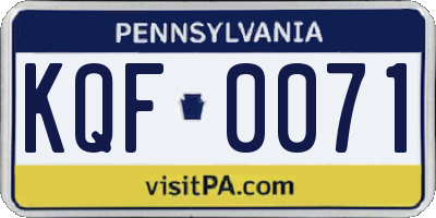 PA license plate KQF0071