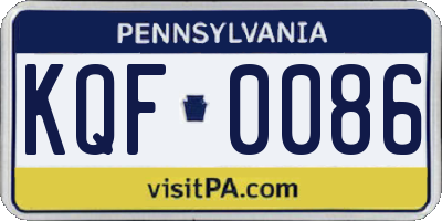 PA license plate KQF0086