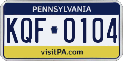 PA license plate KQF0104