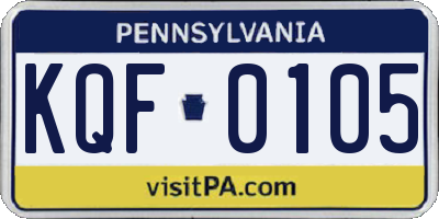 PA license plate KQF0105