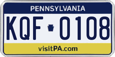 PA license plate KQF0108