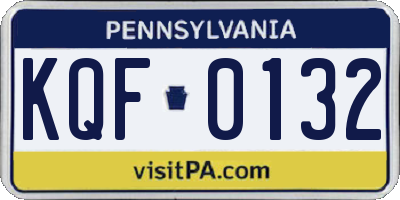 PA license plate KQF0132