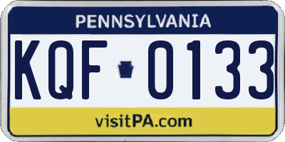PA license plate KQF0133