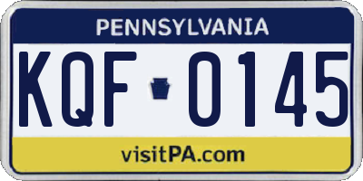 PA license plate KQF0145