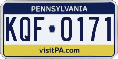 PA license plate KQF0171