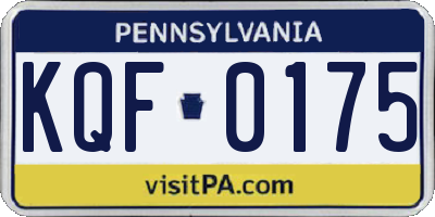 PA license plate KQF0175