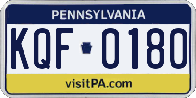 PA license plate KQF0180