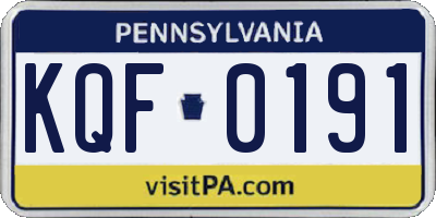 PA license plate KQF0191