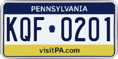 PA license plate KQF0201