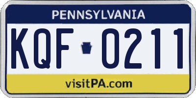 PA license plate KQF0211