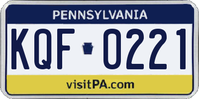 PA license plate KQF0221