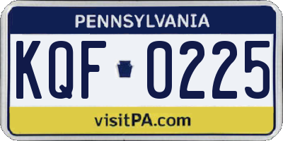 PA license plate KQF0225