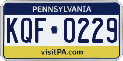PA license plate KQF0229