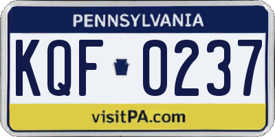 PA license plate KQF0237