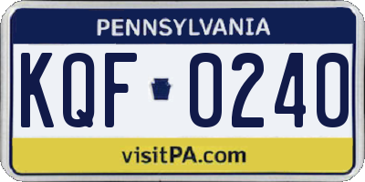 PA license plate KQF0240