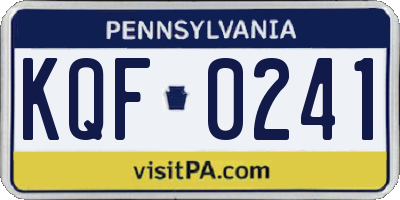 PA license plate KQF0241