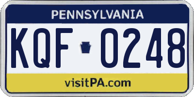 PA license plate KQF0248