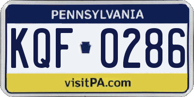 PA license plate KQF0286