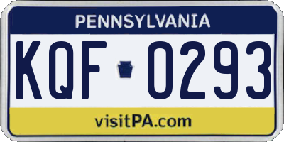 PA license plate KQF0293