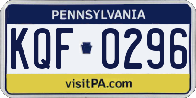 PA license plate KQF0296