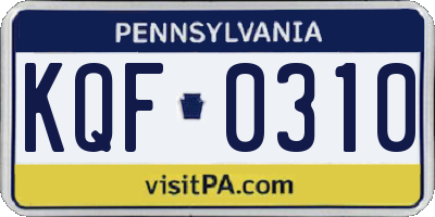 PA license plate KQF0310