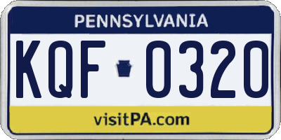 PA license plate KQF0320