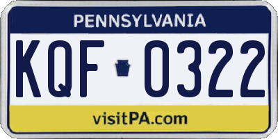 PA license plate KQF0322