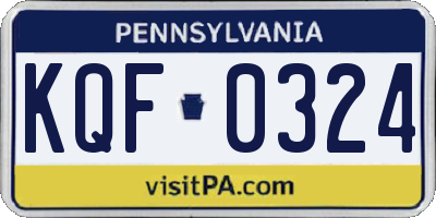 PA license plate KQF0324