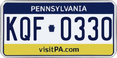 PA license plate KQF0330
