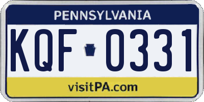 PA license plate KQF0331