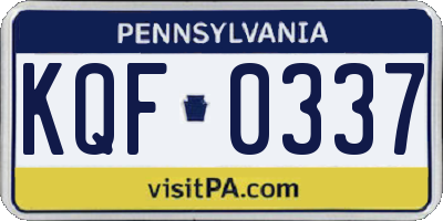 PA license plate KQF0337