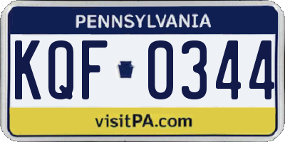 PA license plate KQF0344