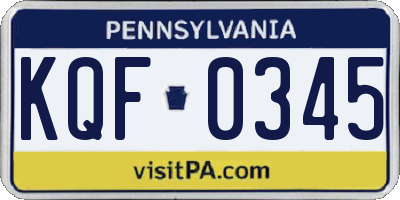 PA license plate KQF0345