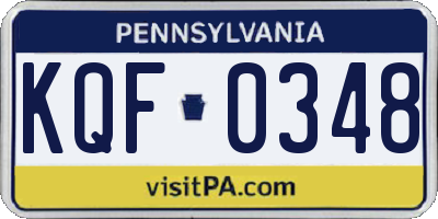 PA license plate KQF0348