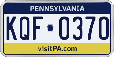 PA license plate KQF0370
