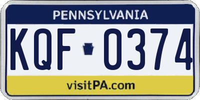 PA license plate KQF0374