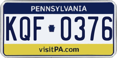 PA license plate KQF0376