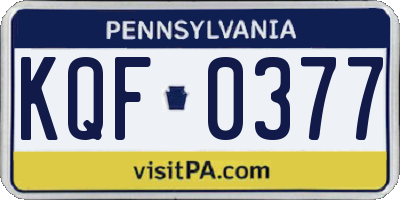 PA license plate KQF0377