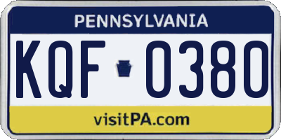 PA license plate KQF0380