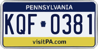 PA license plate KQF0381