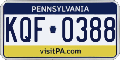 PA license plate KQF0388