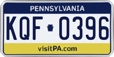 PA license plate KQF0396