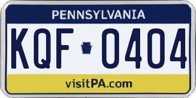 PA license plate KQF0404