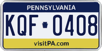PA license plate KQF0408